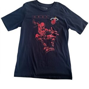 Miami Heat Marvel Black and Red Short Sleeve Tee